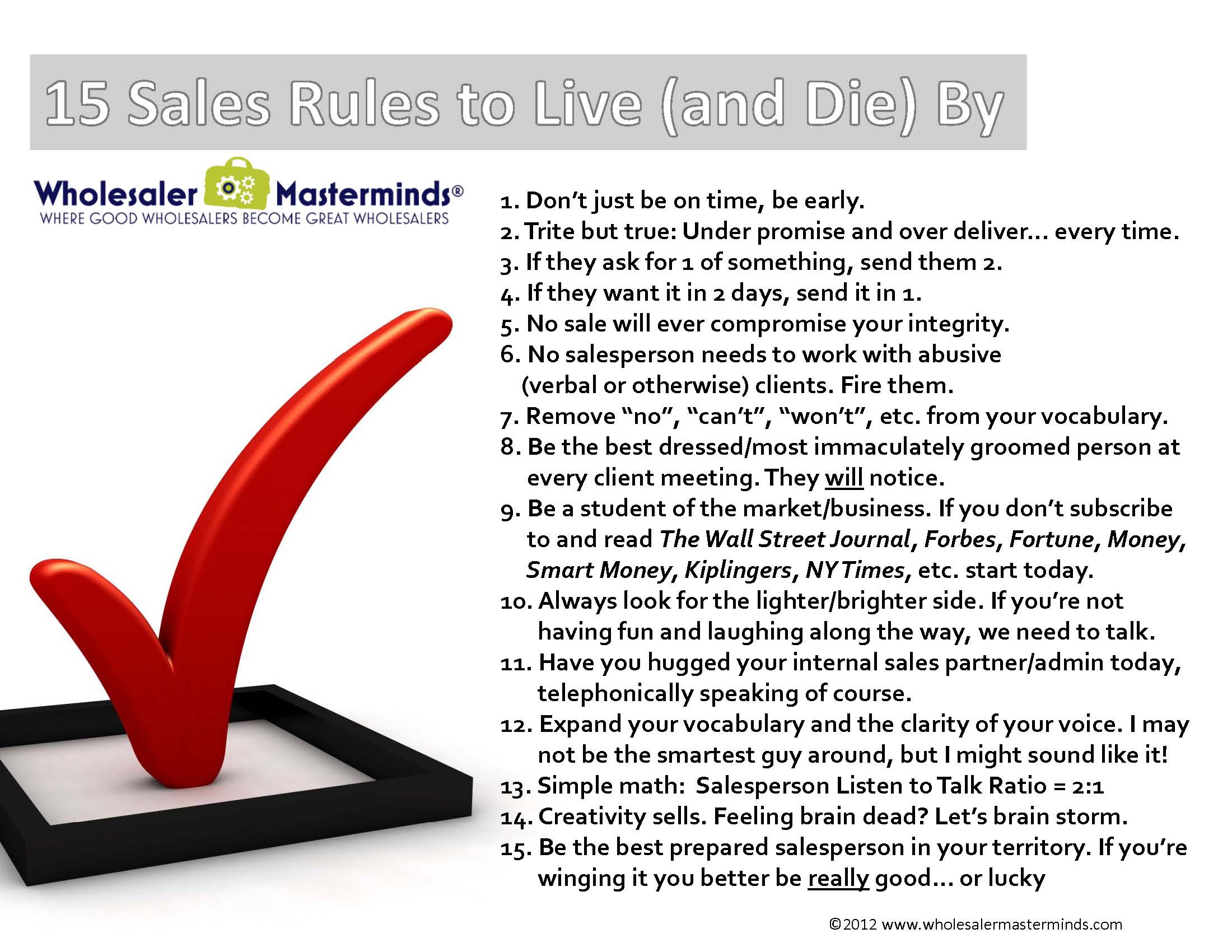 15 Sales Rules to Live and Die By