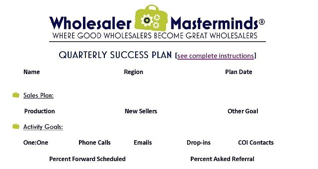 The Wholesaler Masterminds Quarterly Success Plan